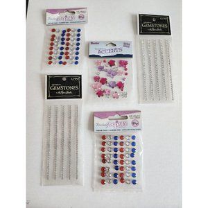 New LOT Gem Stickers Pink Red Blue +  Scrapbook Embellishments Card Retired #25